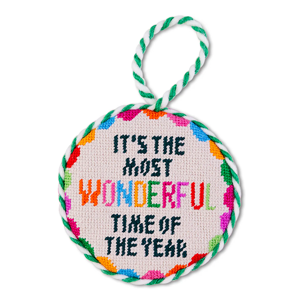 Prestitched Needlepoint Ornament - Wonderful TimeFurbishAccessoryThe Red Thread Atelier