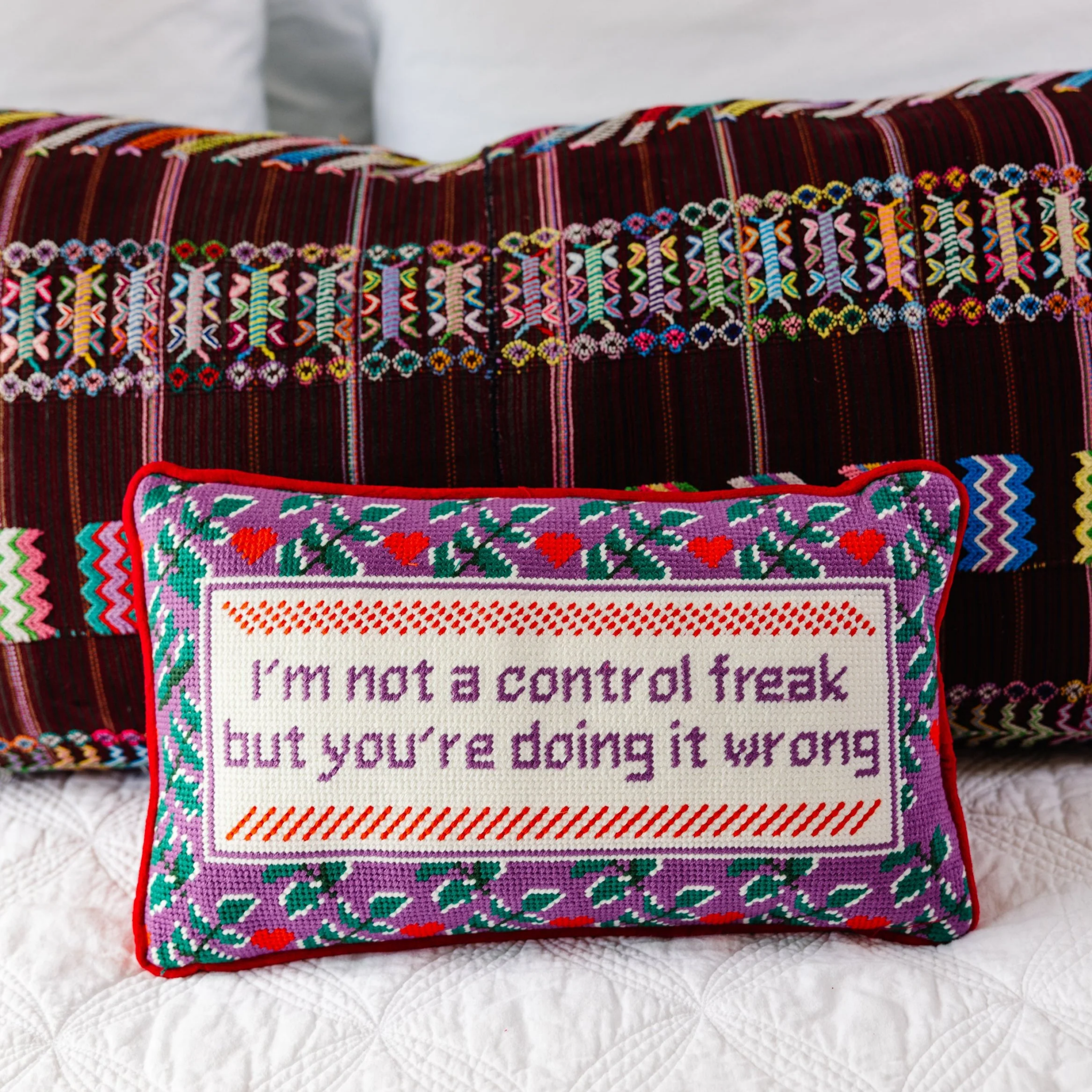 PreStitched Needlepoint Pillow - Control FreakFurbishAccessoryThe Red Thread Atelier
