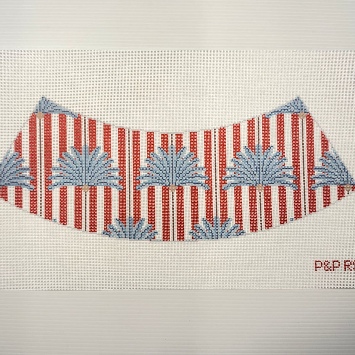 Palm Royale lampshade needlepoint canvas by Penny and Penny