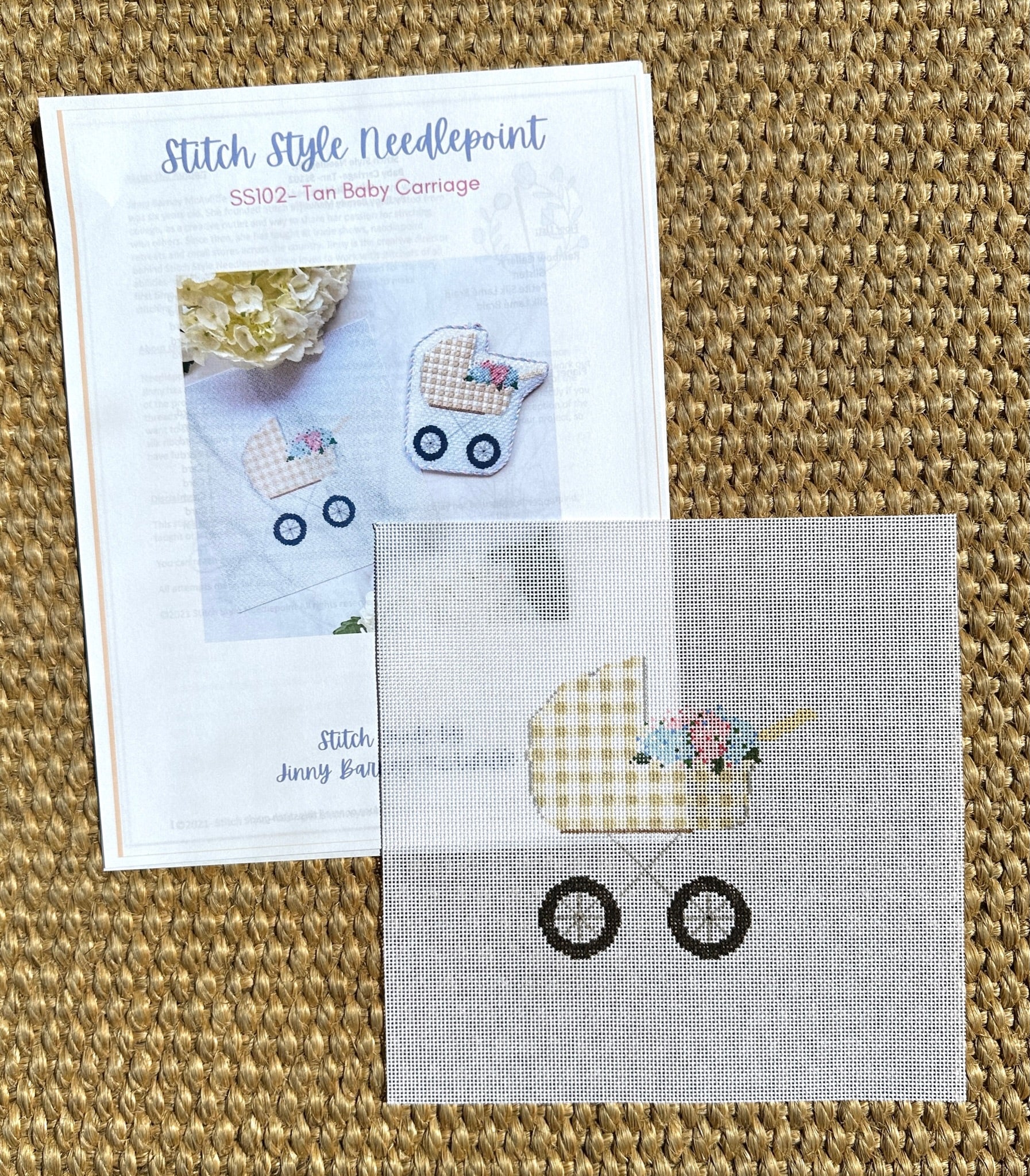 Gingham Baby Carriage Canvas & Stitch Guide