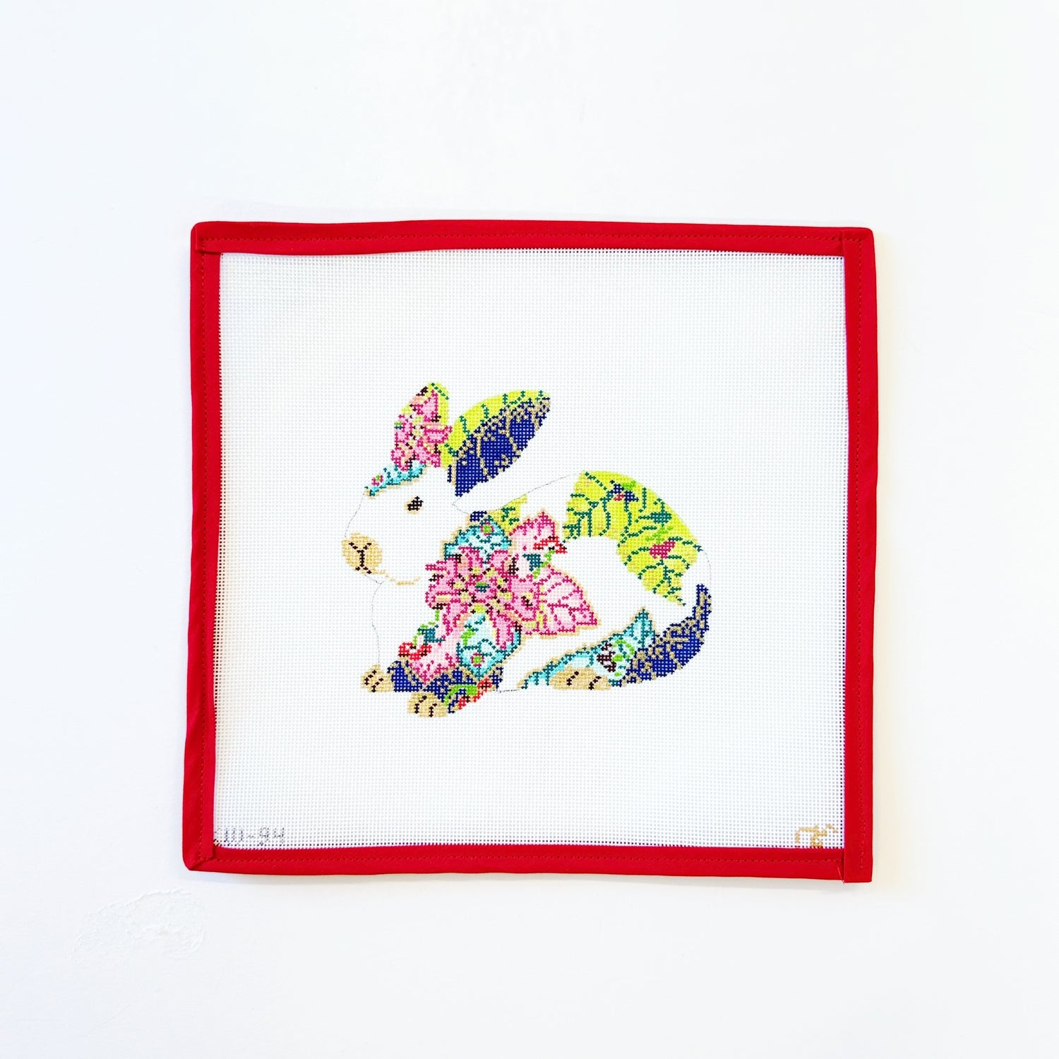 Sitting Tobacco BunnyGingham StitcheryCanvasThe Red Thread Atelier