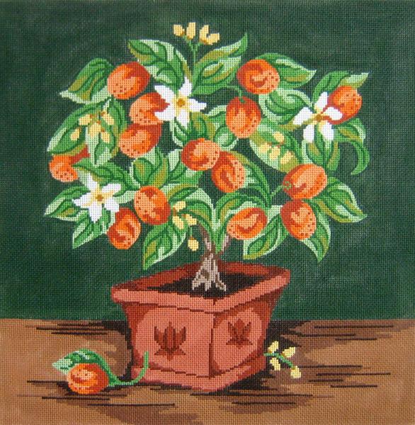 Kumquat Topiary needlepoint canvas