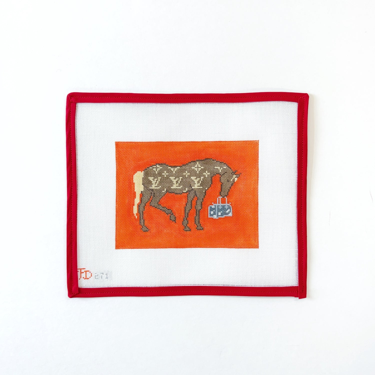 LV Horse with Bag on OrangeFroopy DesignsCanvasThe Red Thread Atelier