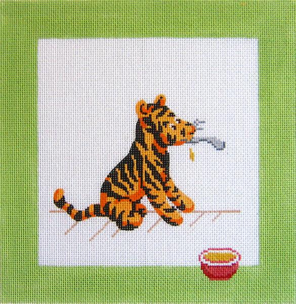 Tigger and Bowl Pillow needlepoint canvas