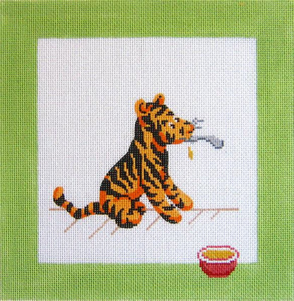 Tigger and Bowl Pillow needlepoint canvas