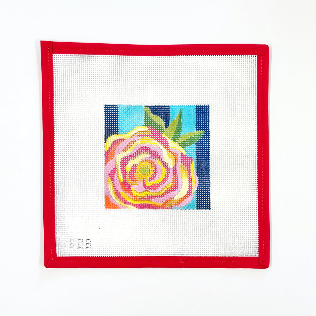 Rose on Blue Stripes