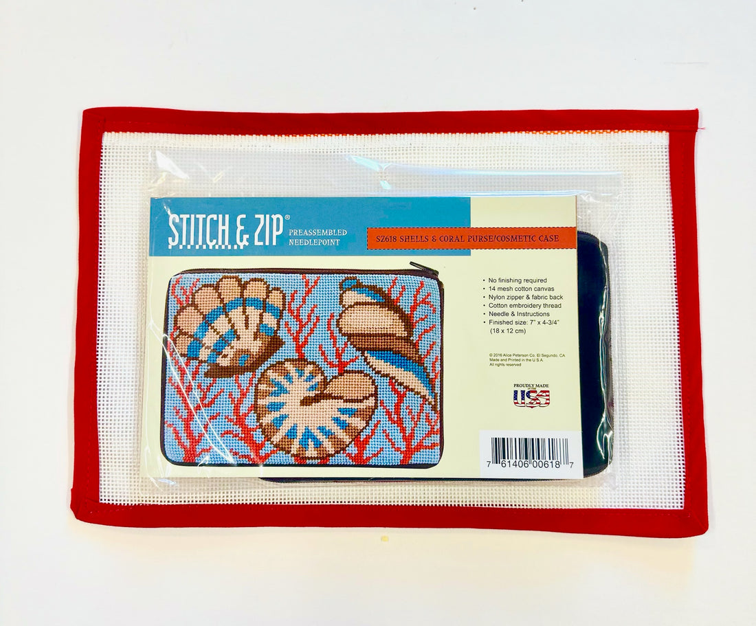 Shells & Coral Purse/Cosmetic Case - Stitch & Zip