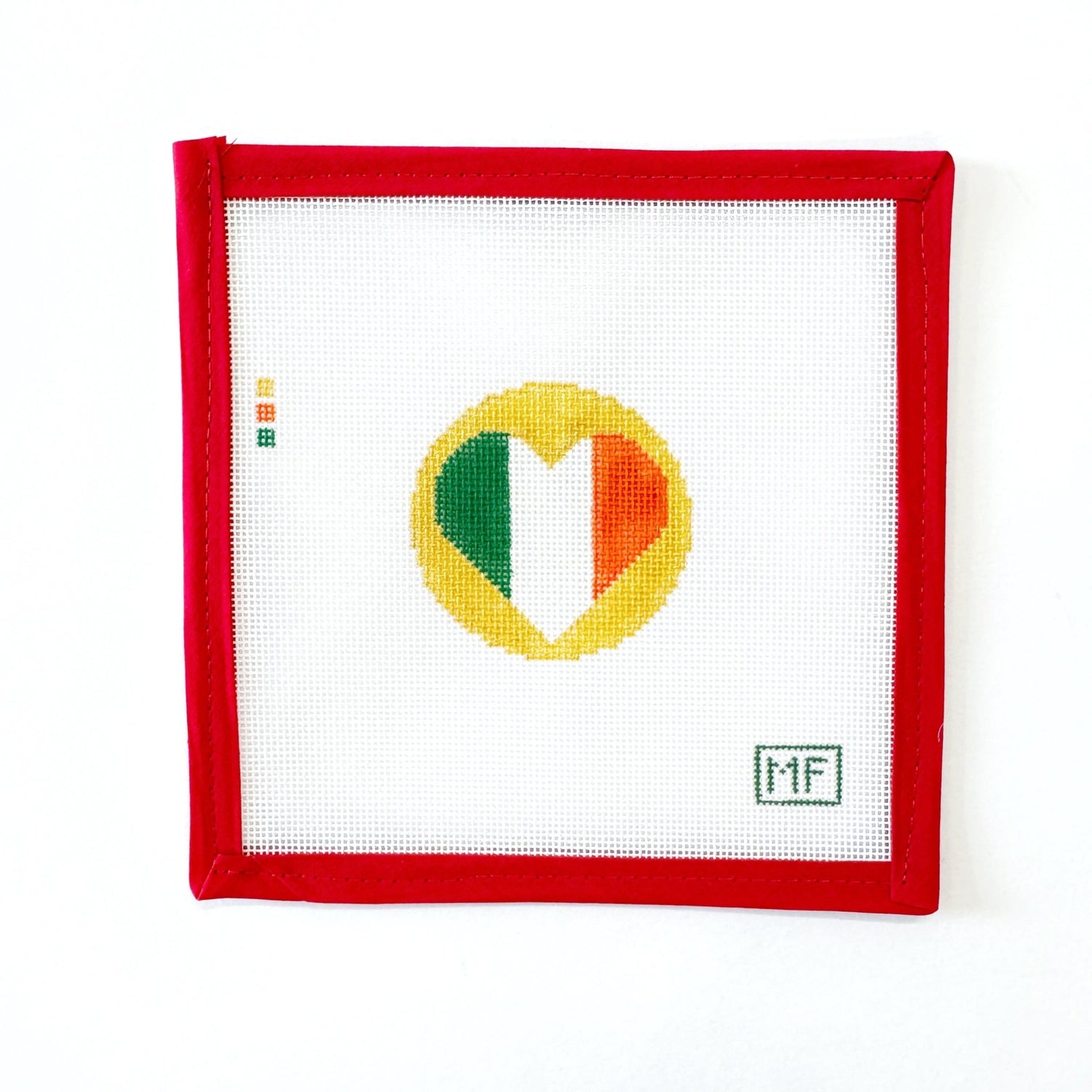 Heart Flag Round - IrelandMF NeedlepointCanvasThe Red Thread Atelier