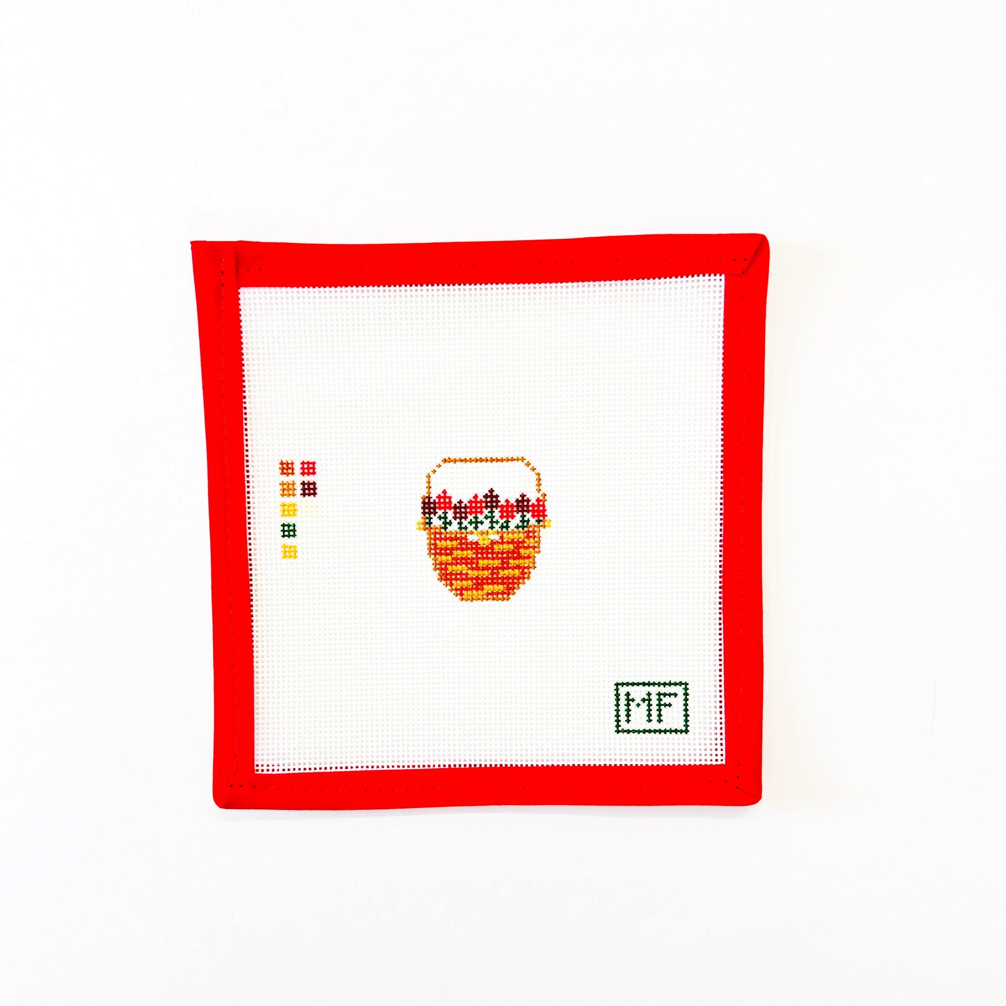 Red Flowers in a Basket MiniMF NeedlepointCanvasThe Red Thread Atelier