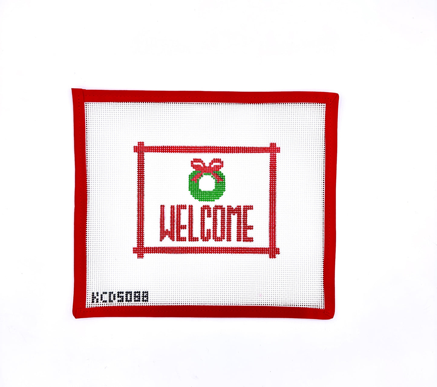 Welcome Sign w Wreath, red