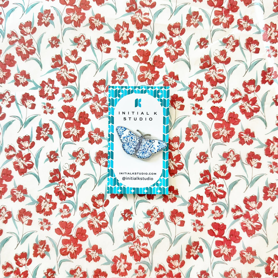 Chinoiserie Butterfly NeedleminderInitial KNeedleminderThe Red Thread Atelier