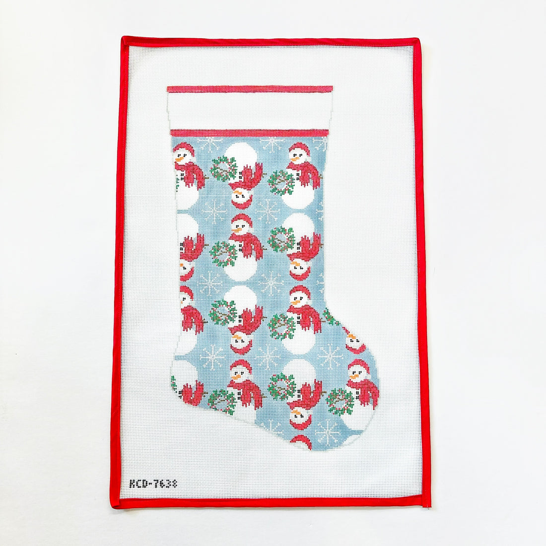 Snowman Pattern StockingKCNCanvasThe Red Thread Atelier