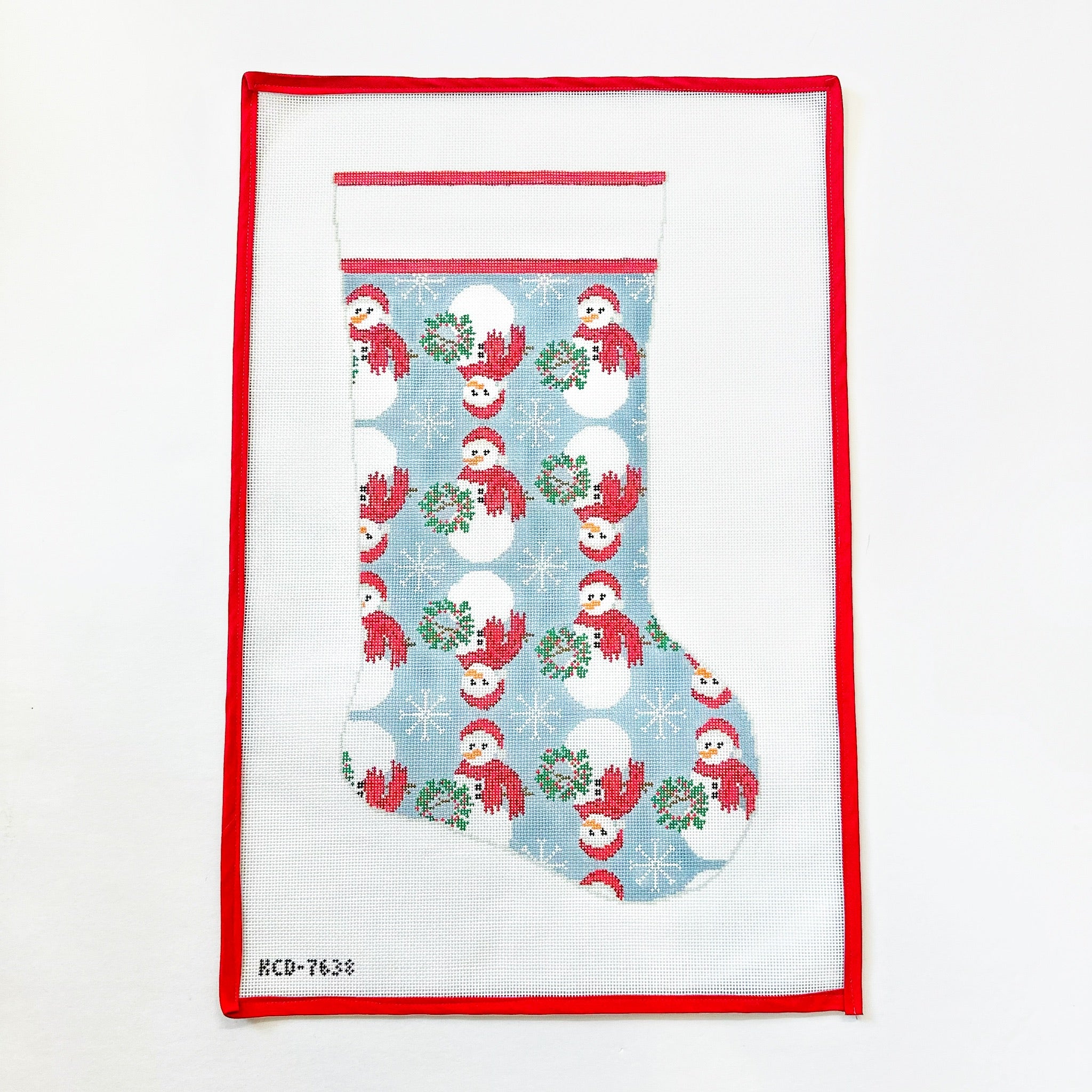 Snowman Pattern StockingKCNCanvasThe Red Thread Atelier