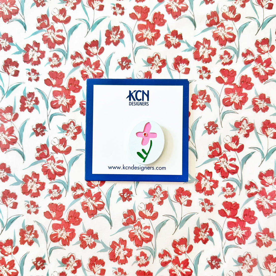 Pink Flower on White NeedleminderKCNNeedleminderThe Red Thread Atelier