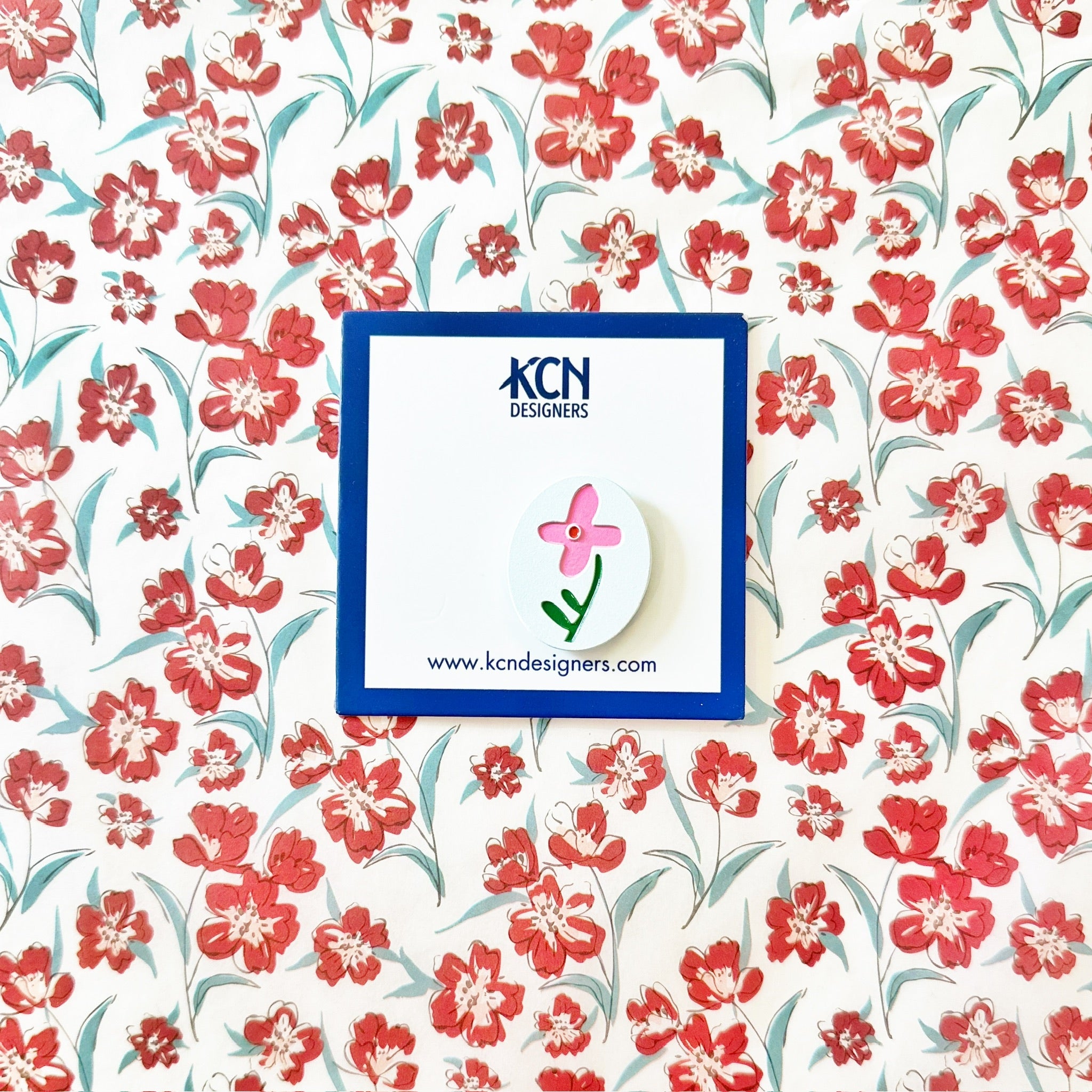 Pink Flower on White NeedleminderKCNNeedleminderThe Red Thread Atelier