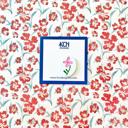 Pink Flower on White NeedleminderKCNNeedleminderThe Red Thread Atelier