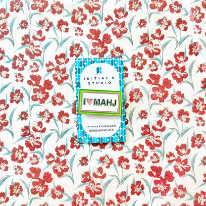 I heart Mahj Pink &amp; Green NeedleminderInitial KNeedleminderThe Red Thread Atelier