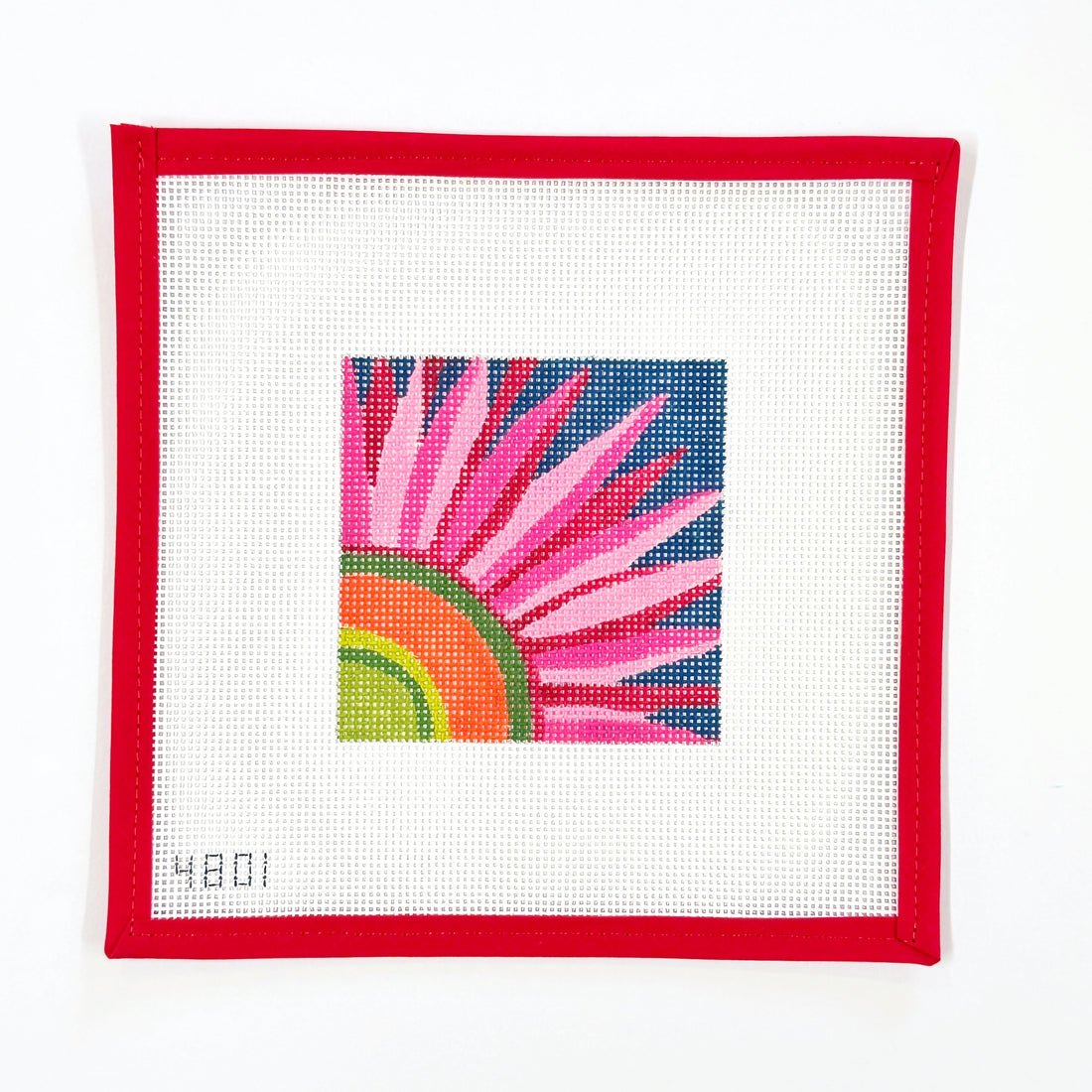 Pink and Red Flower on Teal