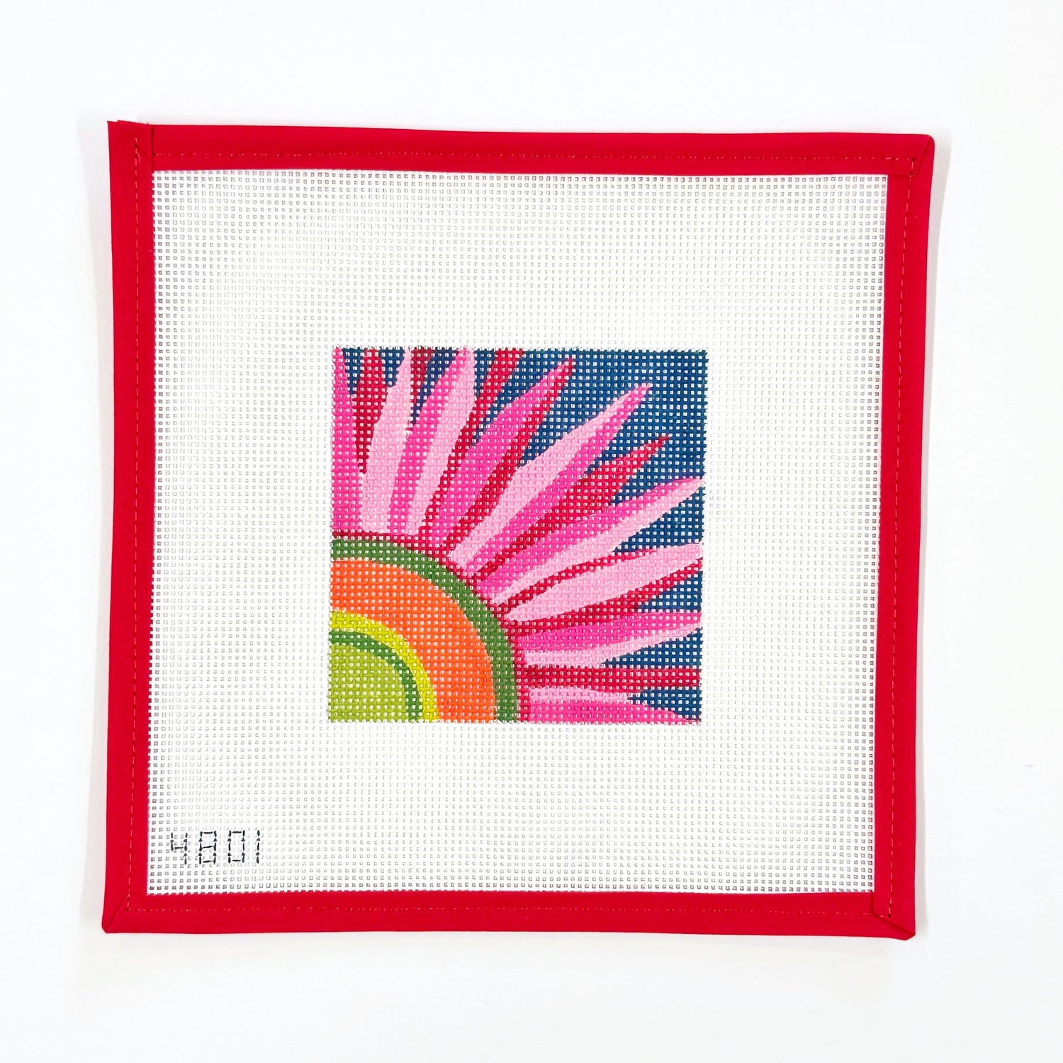 Pink and Red Flower on Teal