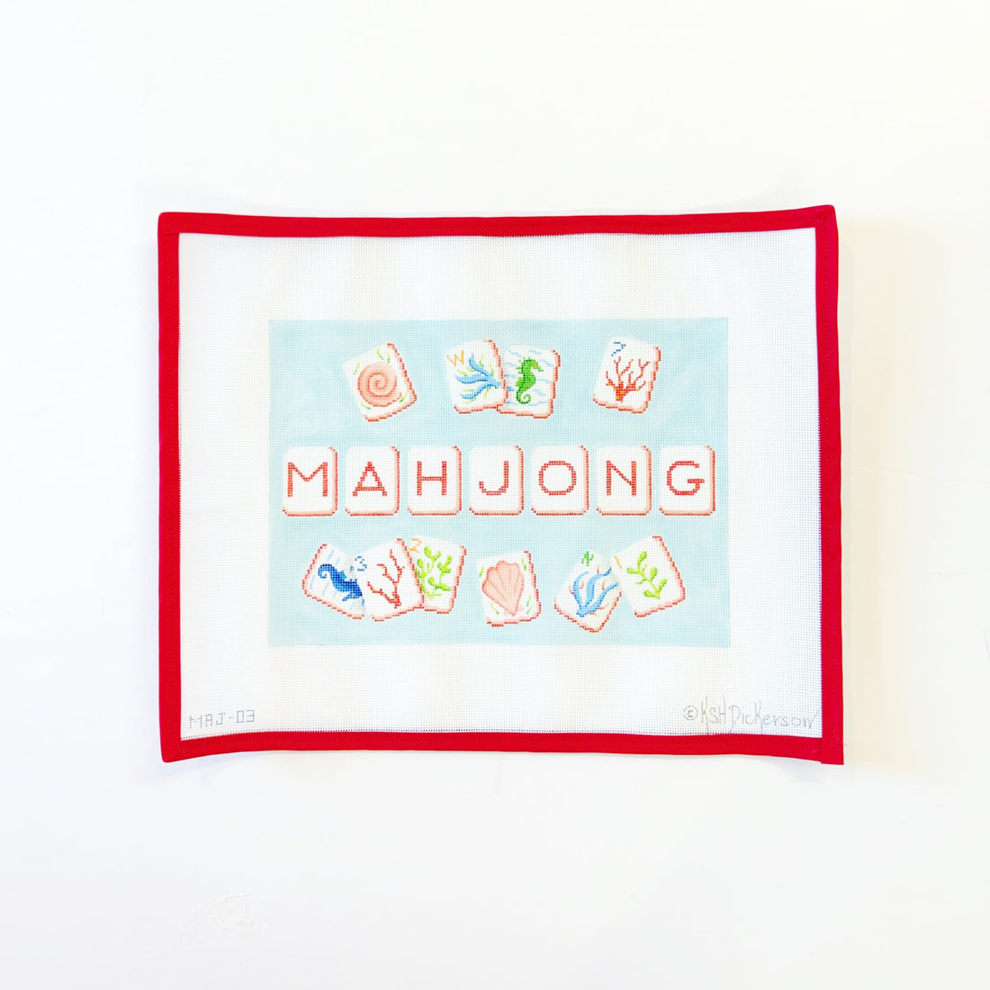 Mahjong Tile Bag - Coral Reef on blueKate DickersonCanvasThe Red Thread Atelier