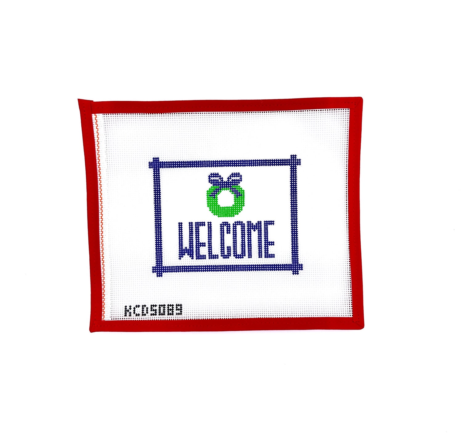 Welcome Sign w Wreath, blueKCNThe Red Thread Atelier