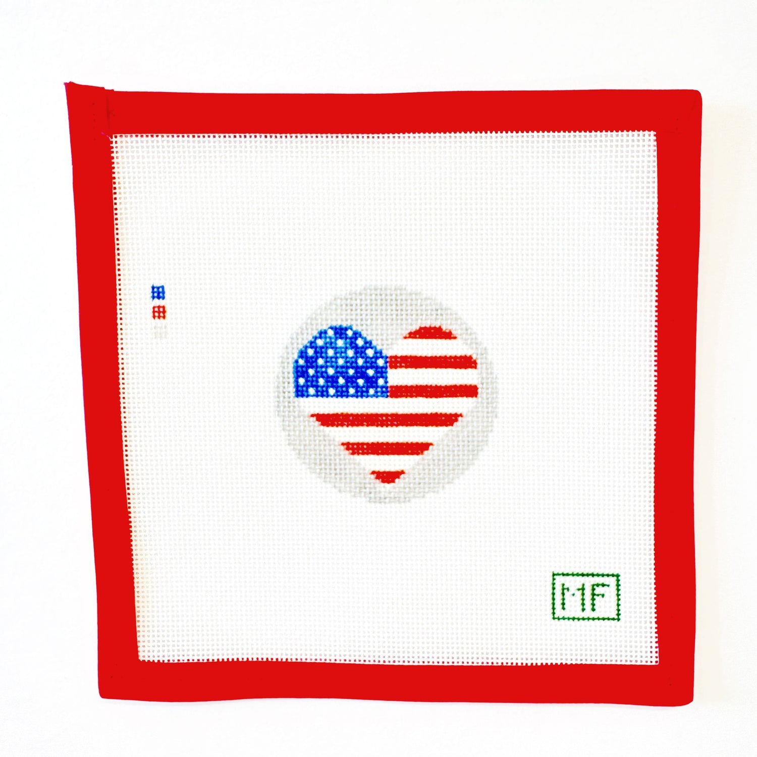 Heart Flag Round - AmericaMF NeedlepointCanvasThe Red Thread Atelier