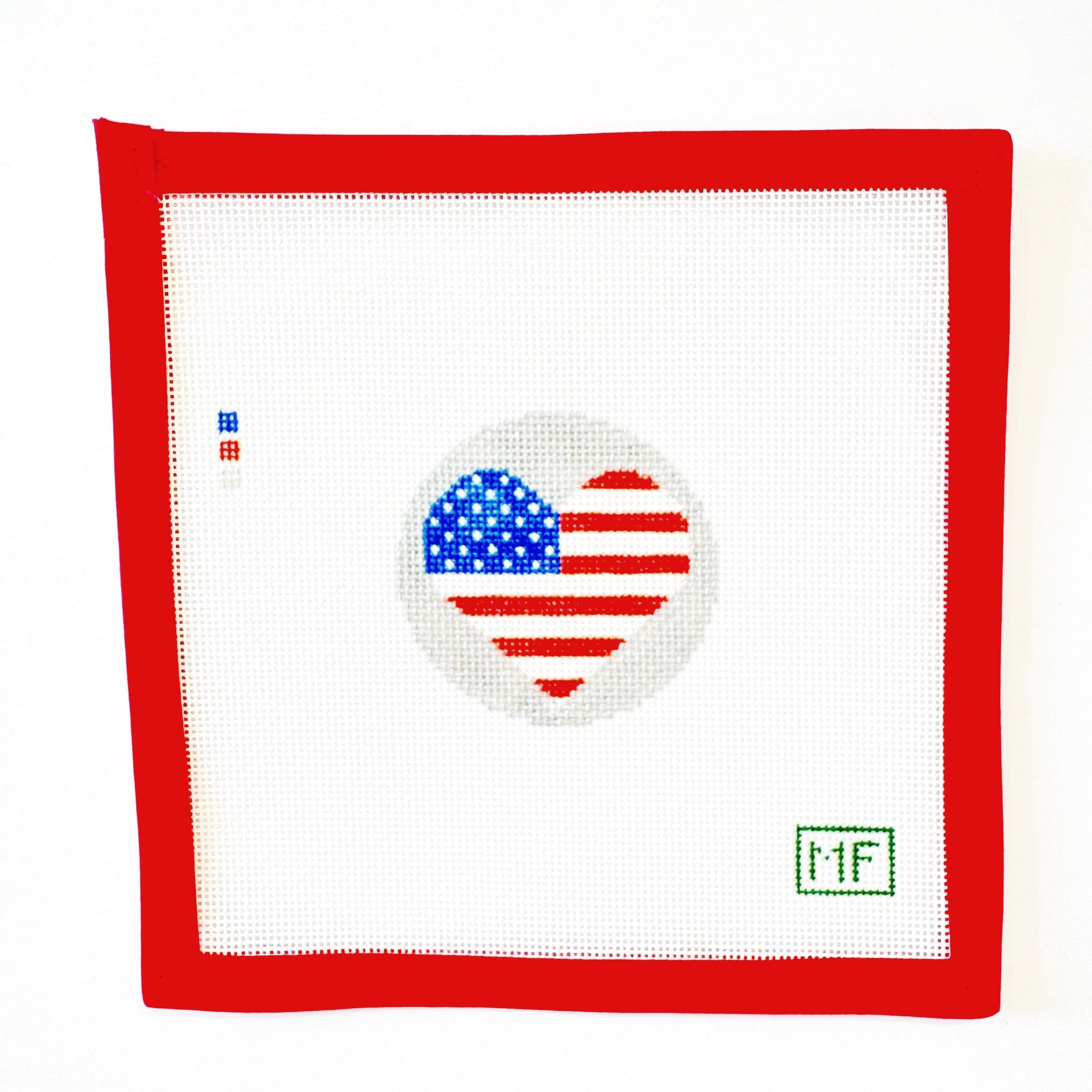 Heart Flag Round - AmericaMF NeedlepointCanvasThe Red Thread Atelier