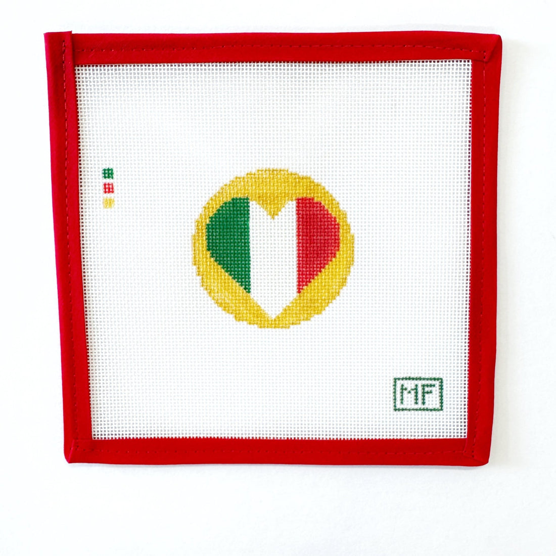 Heart Flag Round - ItalyMF NeedlepointCanvasThe Red Thread Atelier