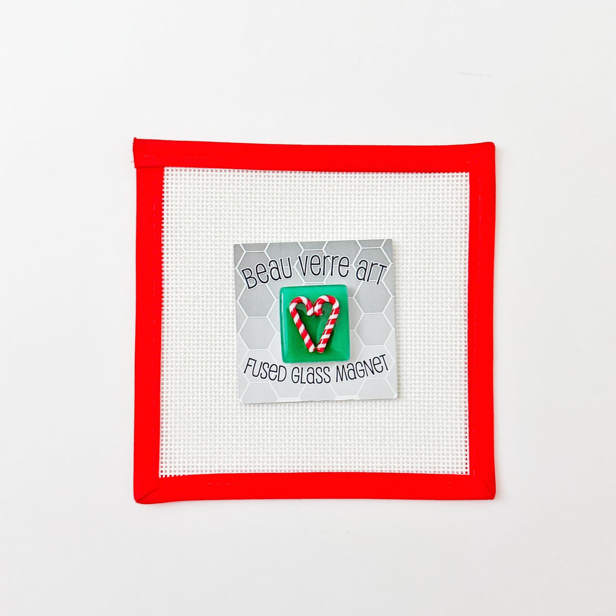 Candy Cane Heart on Green Needleminder