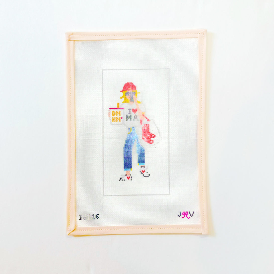 Massachusetts Dunkin GirlJennifer Vallez NeedlepointCanvasThe Red Thread Atelier