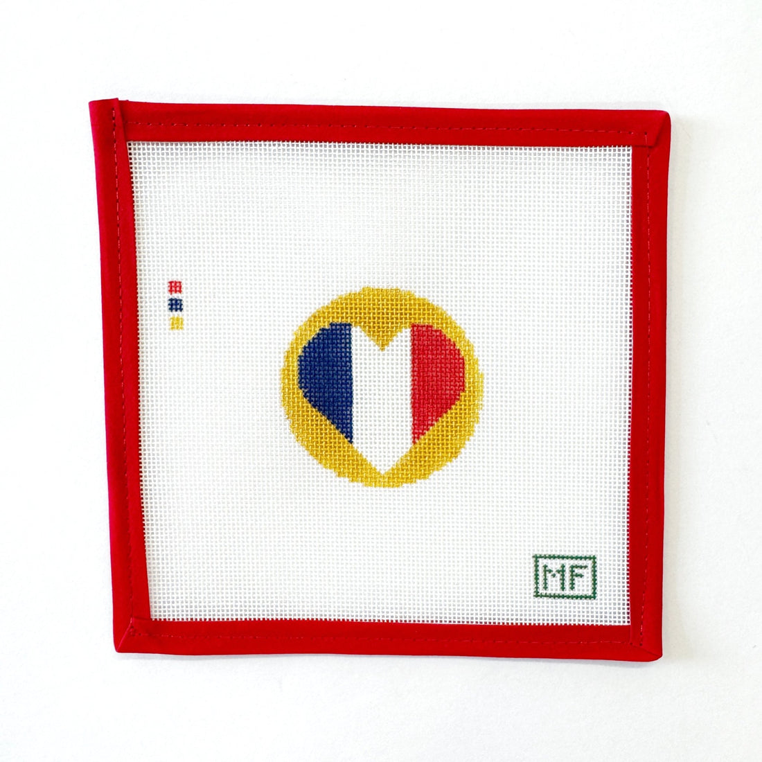 Heart Flag Round - FranceMF NeedlepointCanvasThe Red Thread Atelier