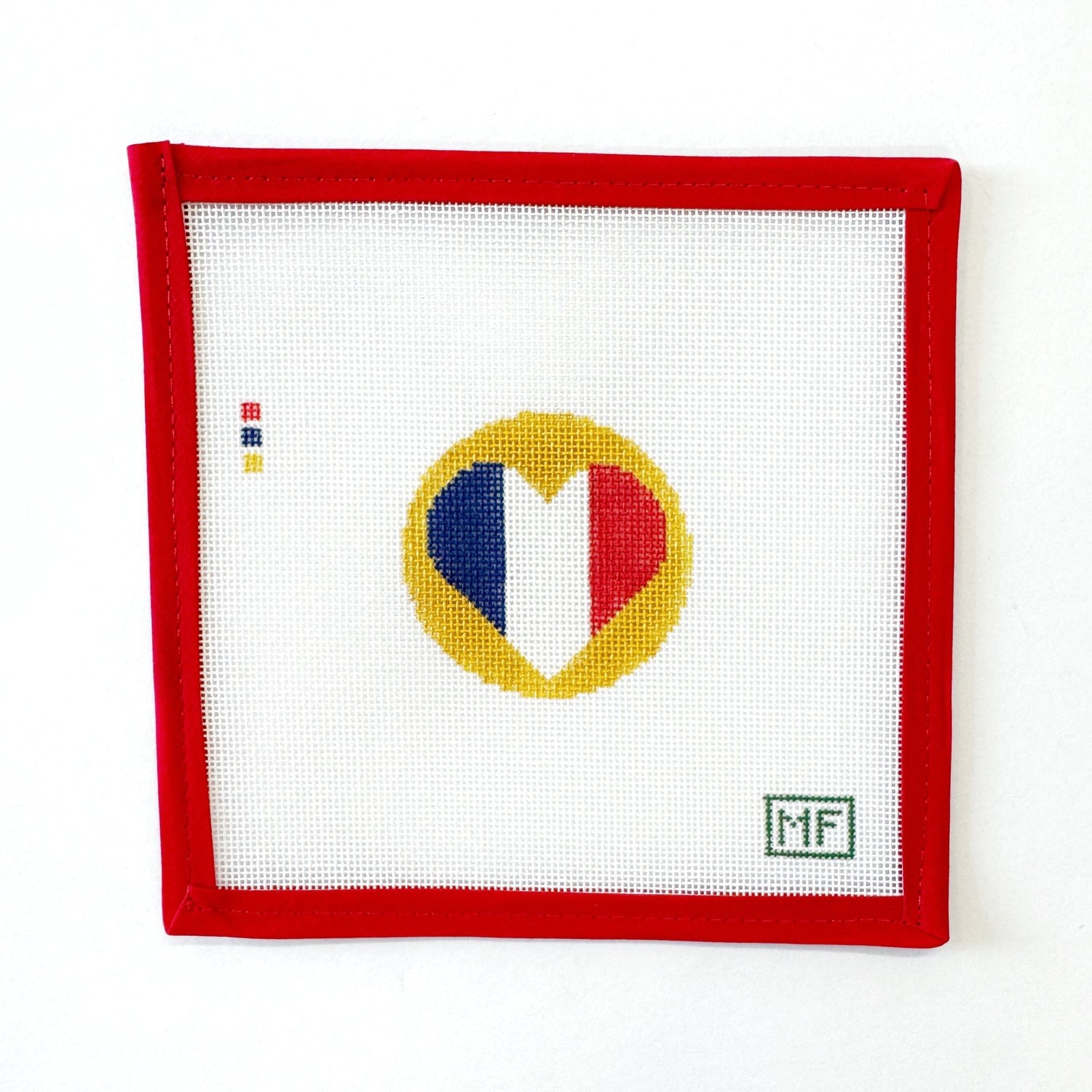 Heart Flag Round - FranceMF NeedlepointCanvasThe Red Thread Atelier