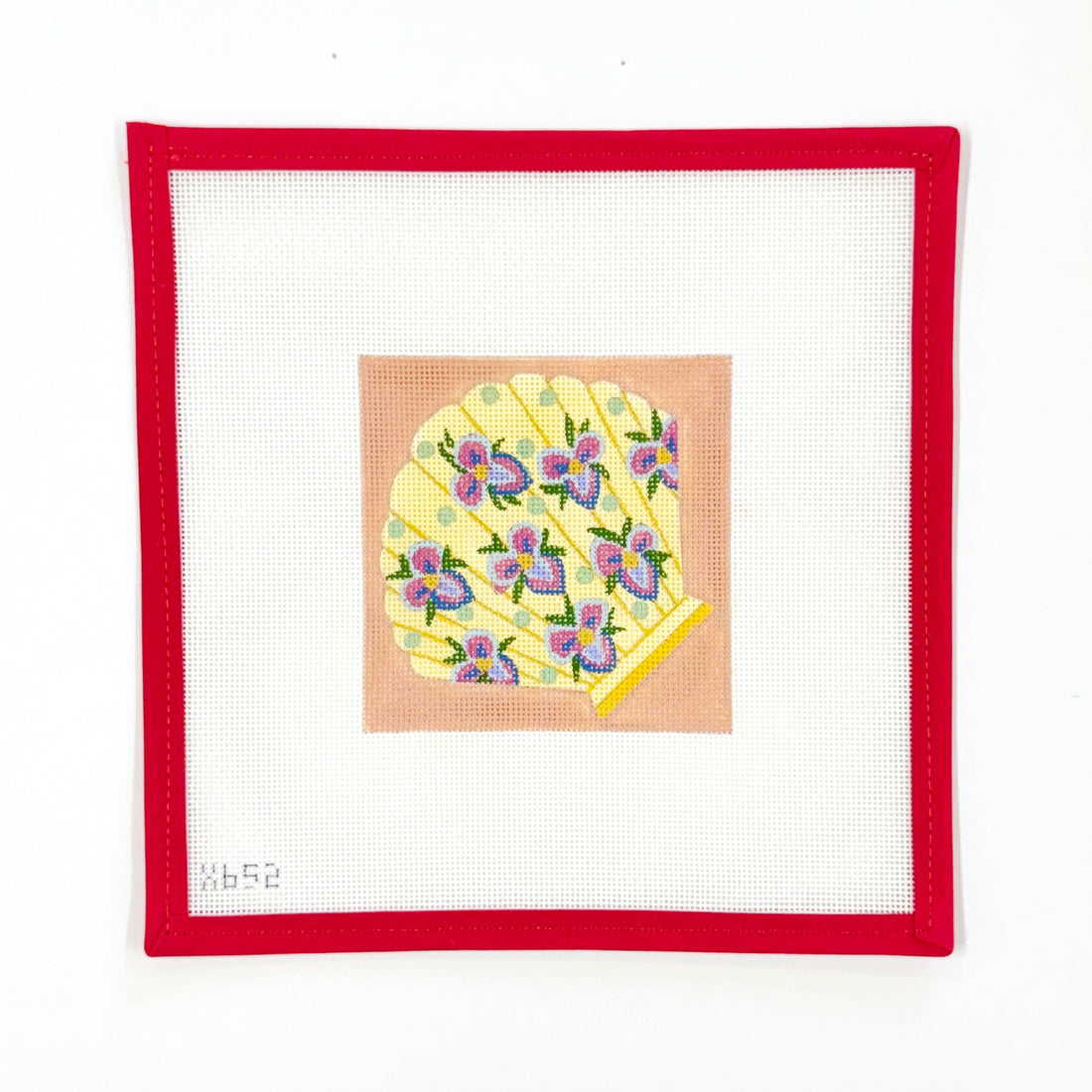 Yellow Clam with Orchids on Blush