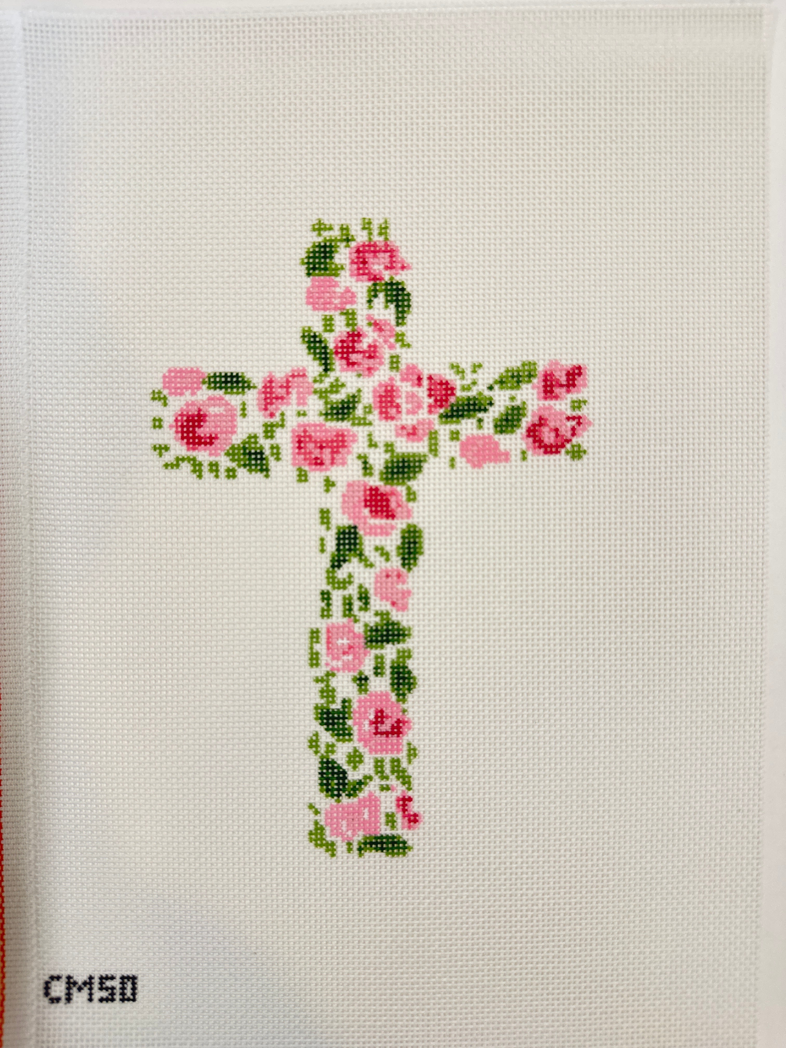 CM50 Pink Flowers Cross