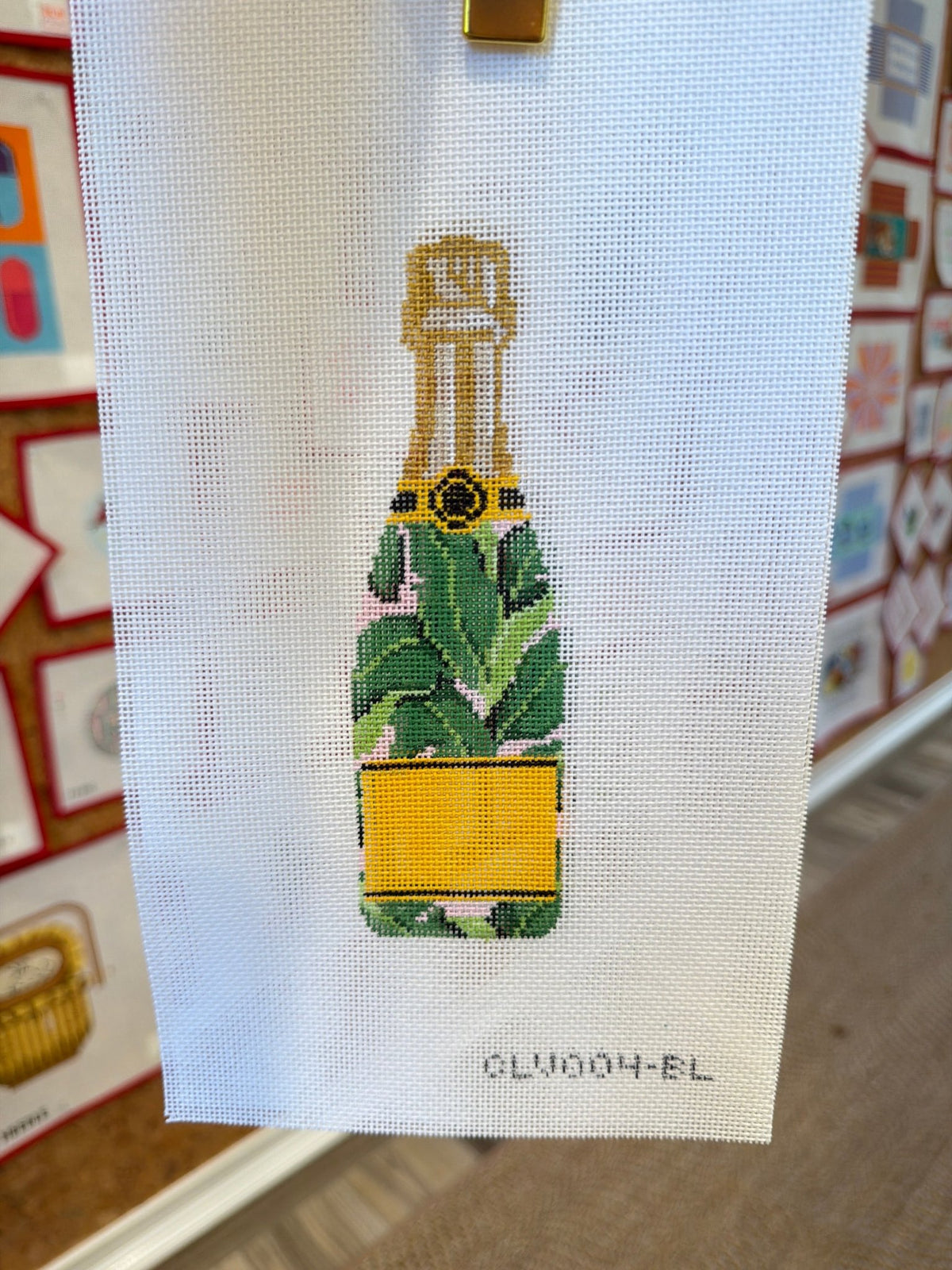 CLV004-BL Champagne Bottle - Banana LeafCate La VieCanvasThe Red Thread Atelier