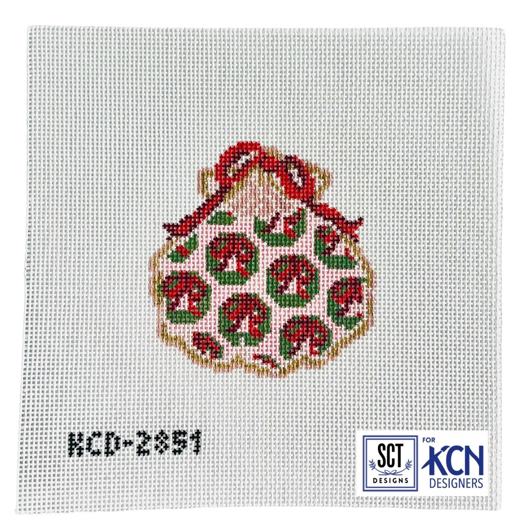 Wreath Gilded Scallop ornament needlepoint canvas by SCT Designs for KCN Designers
