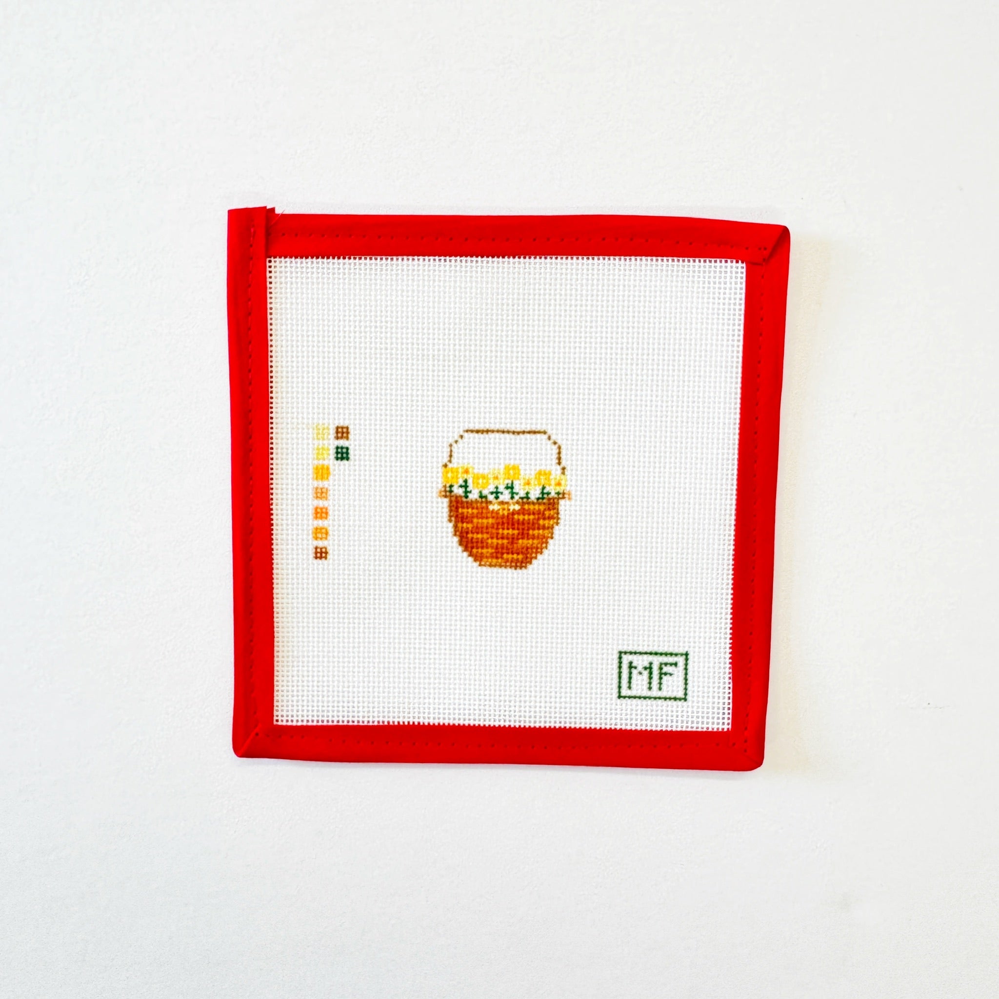 Yellow Flowers in a Basket MiniMF NeedlepointThe Red Thread Atelier