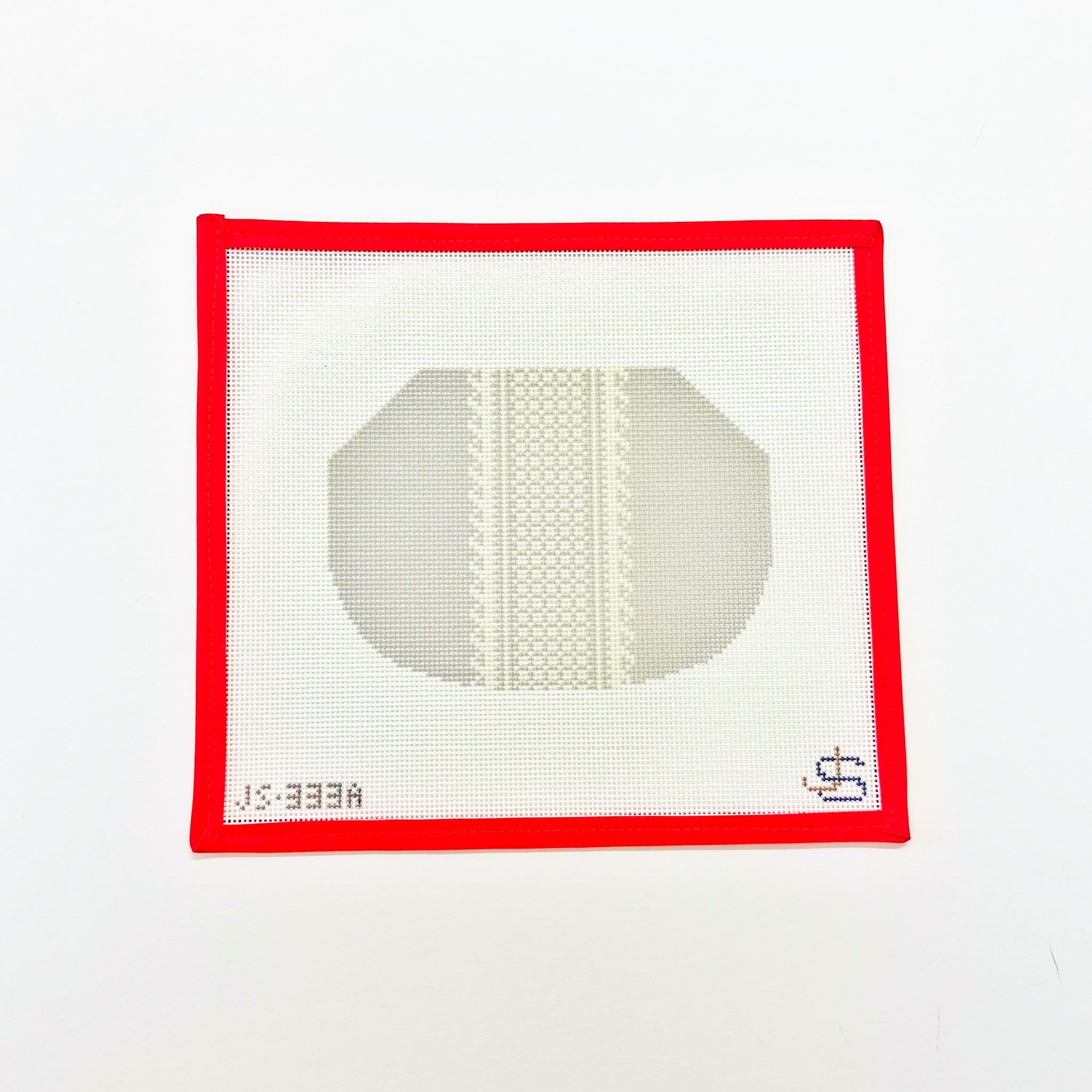 Kiss Lock Bag Canvas - Lace Stripe GreyscaleJeni Sandberg NeedlepointCanvasThe Red Thread Atelier