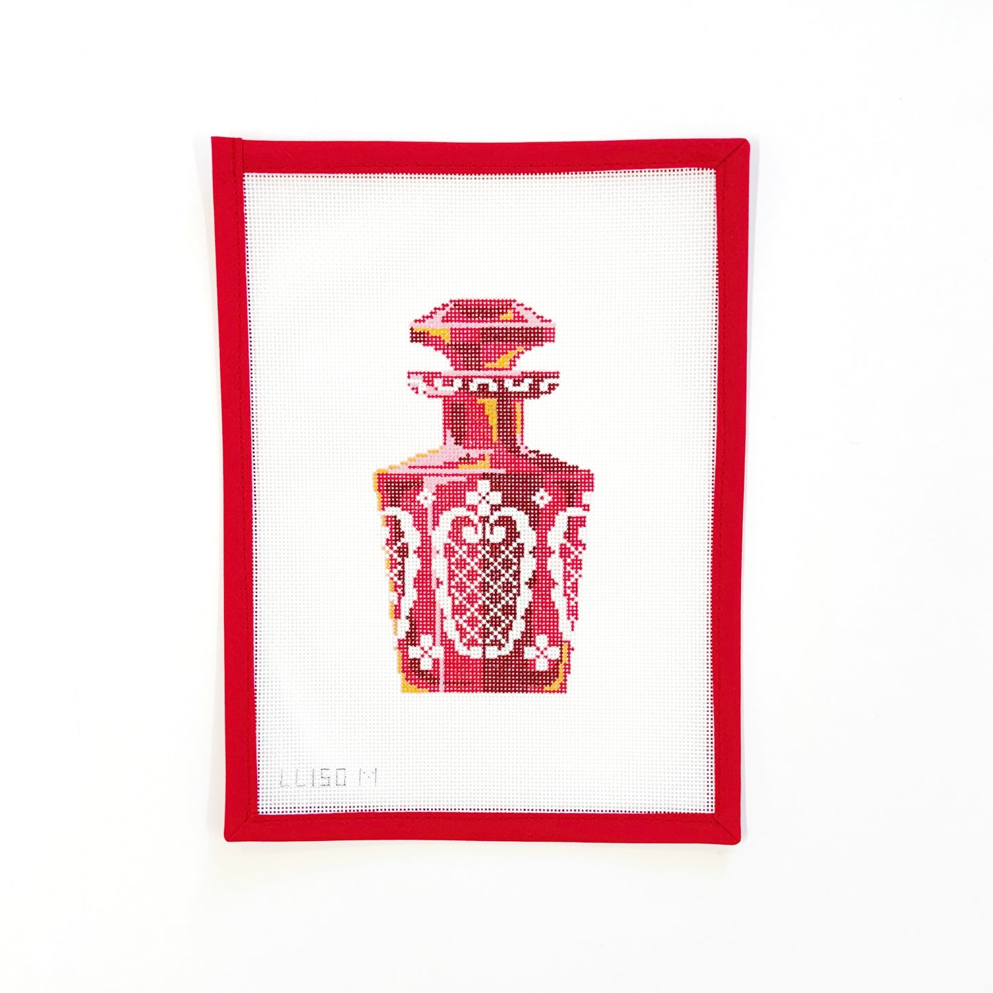 Etched Cranberry Perfume Bottle