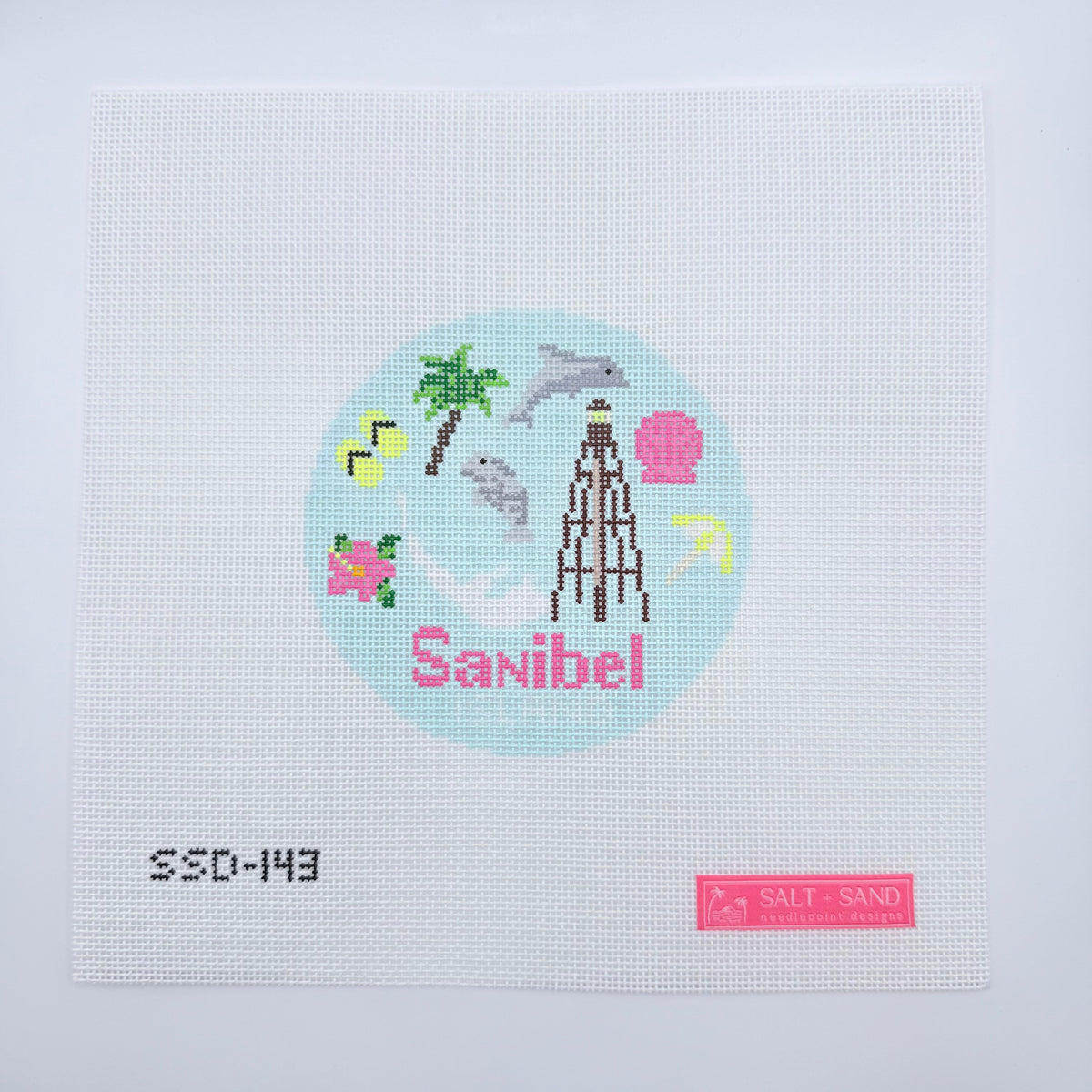 Sanibel Round needlepoint canvas by Salt &amp; Sand Designs