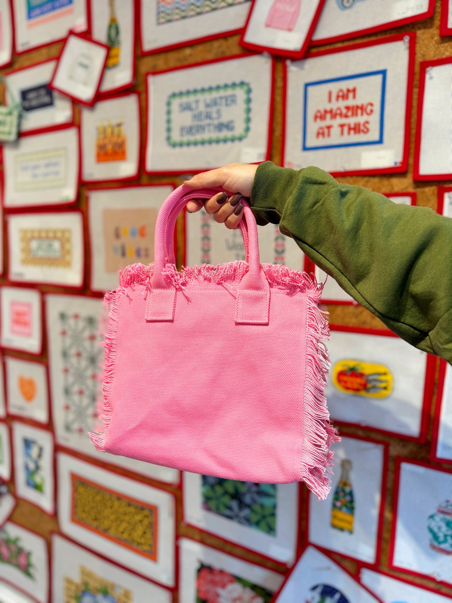 Pink Fringe Tote