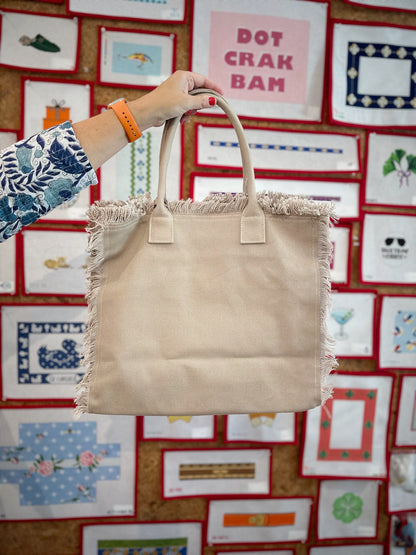 Taupe Fringe Tote