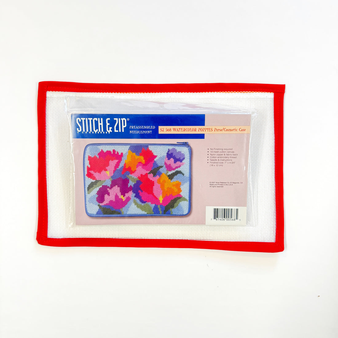 Watercolor Poppies Bag Kit - Stitch &amp; Zip