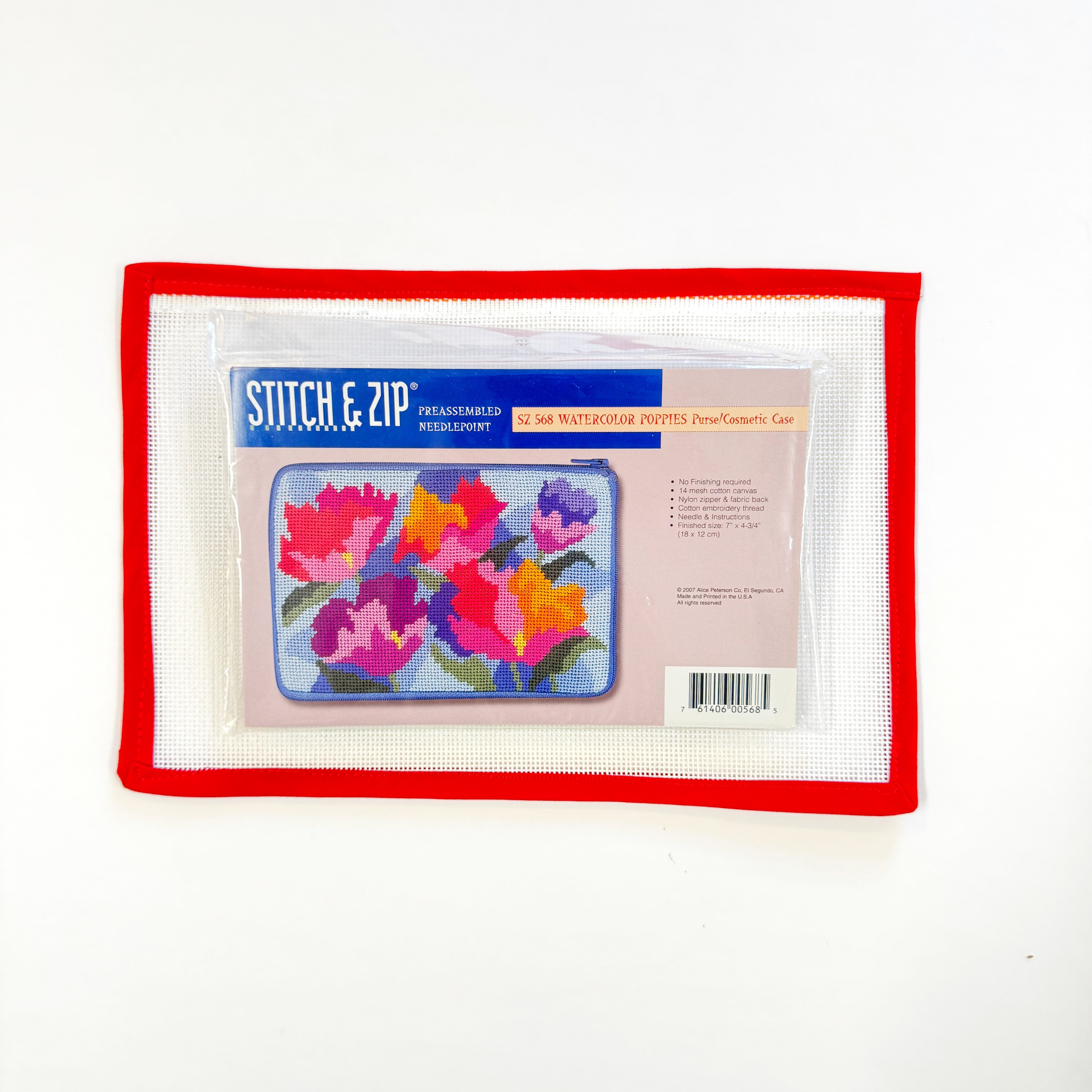 Watercolor Poppies Bag Kit - Stitch &amp; Zip