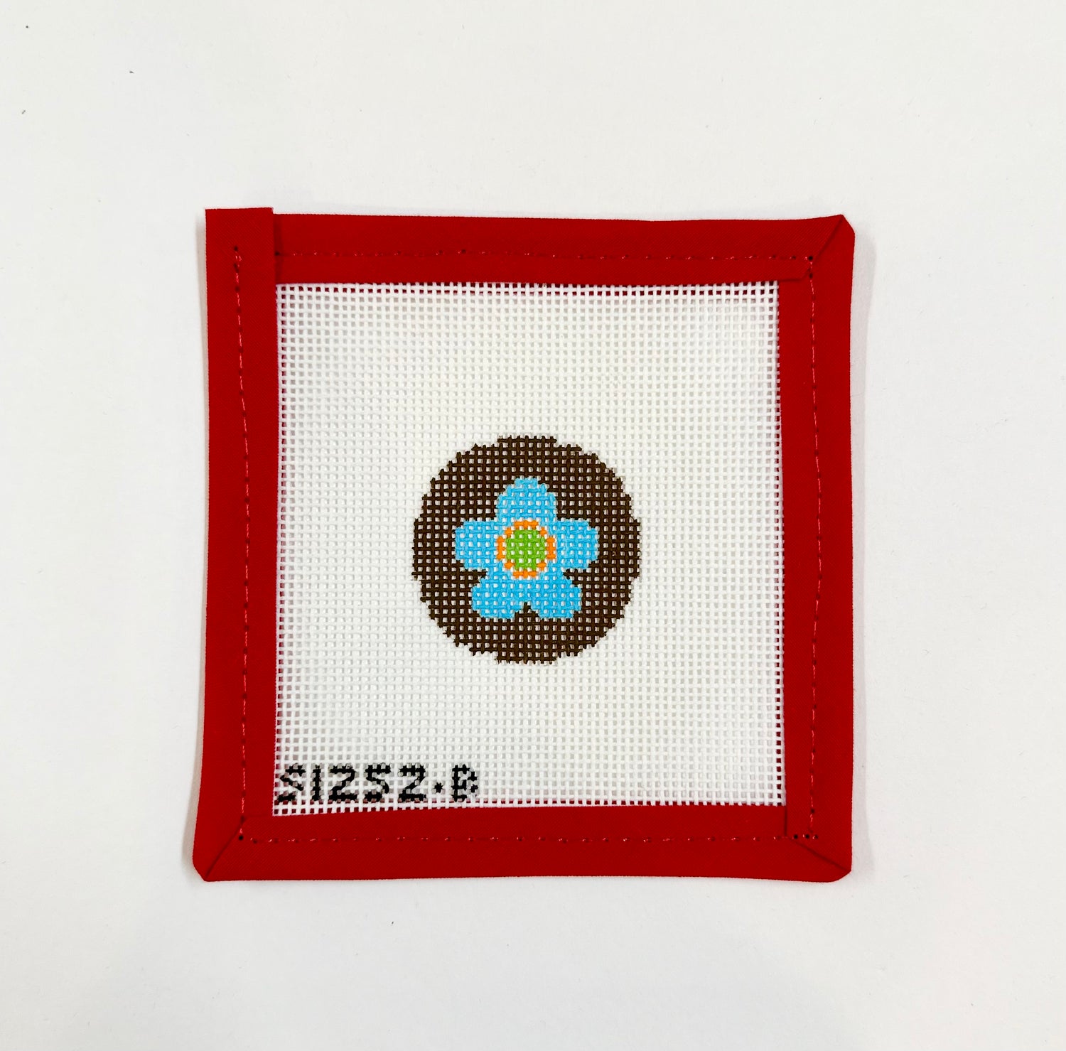 Blue Flower on Brown Key Fob