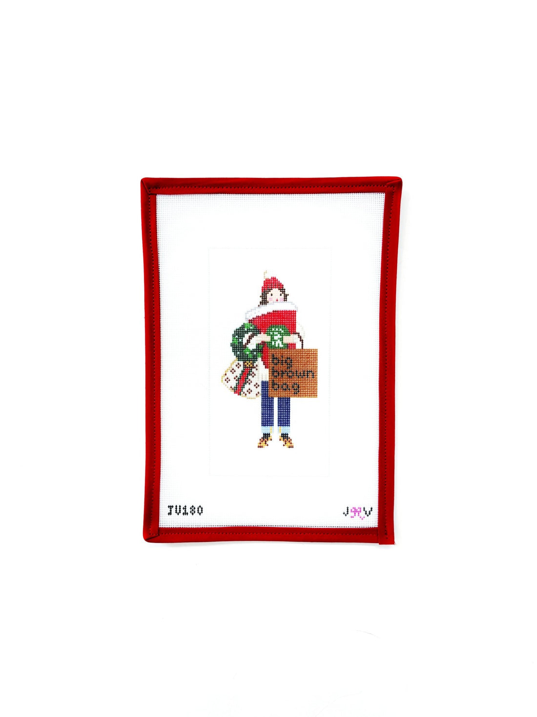 Christmas Shopper - BrunetteJennifer Vallez NeedlepointCanvasThe Red Thread Atelier