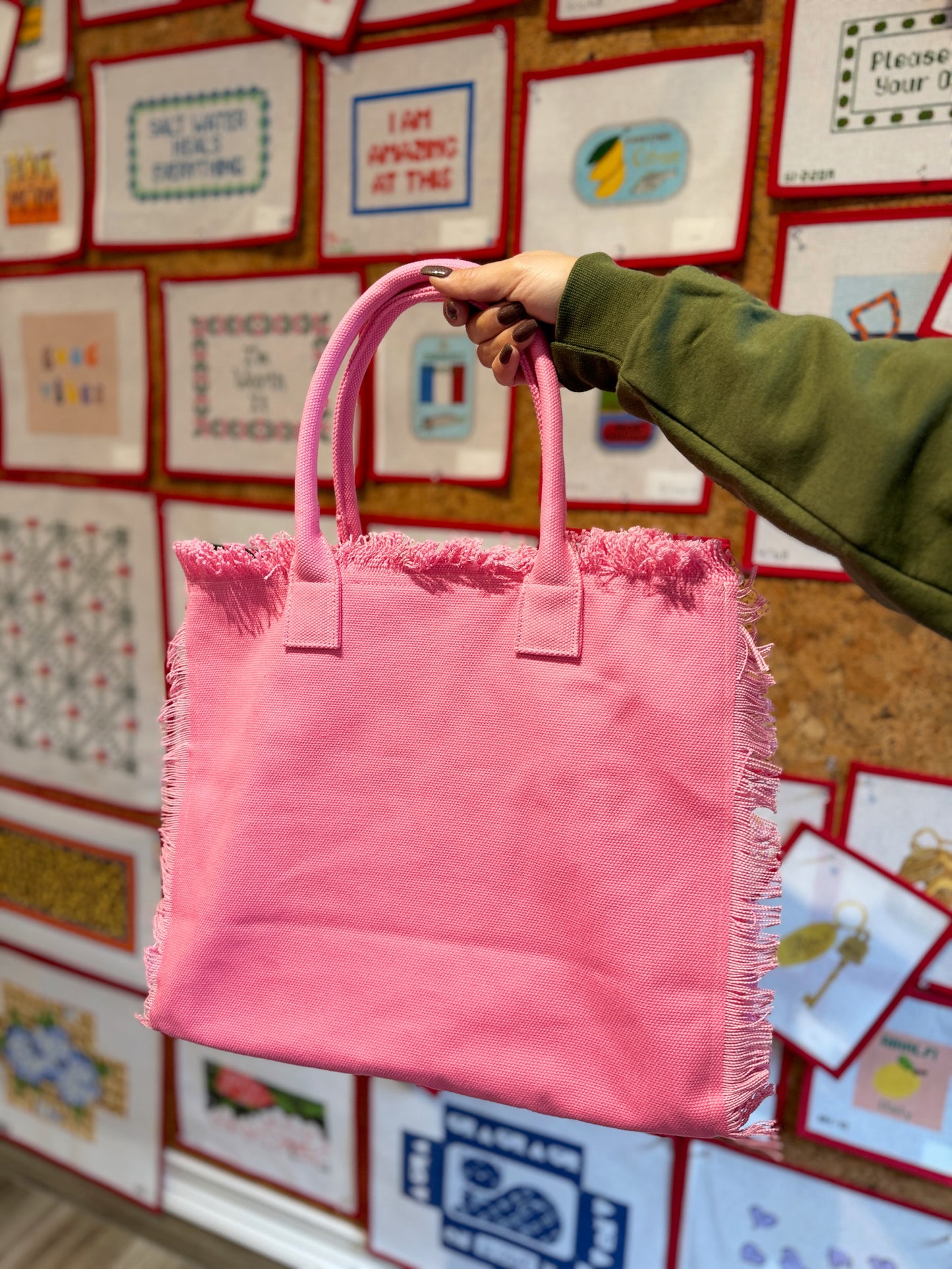 Pink Fringe Tote