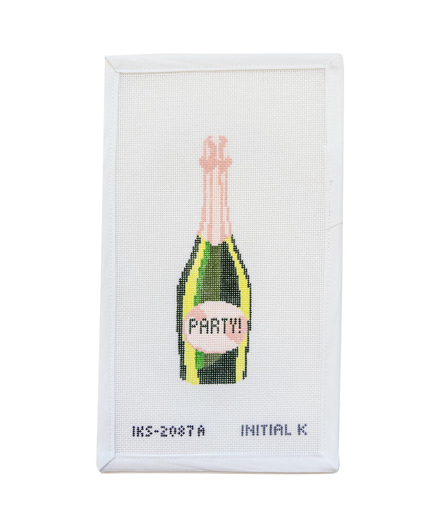Party Champagne Ornament needlepoint canvas by Initial K Studio
