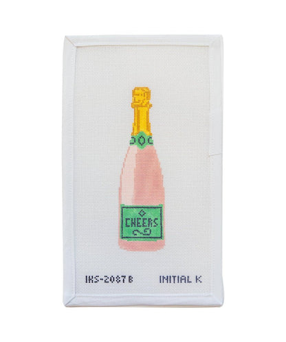 Cheers Champagne OrnamentInitial KCanvasThe Red Thread Atelier
