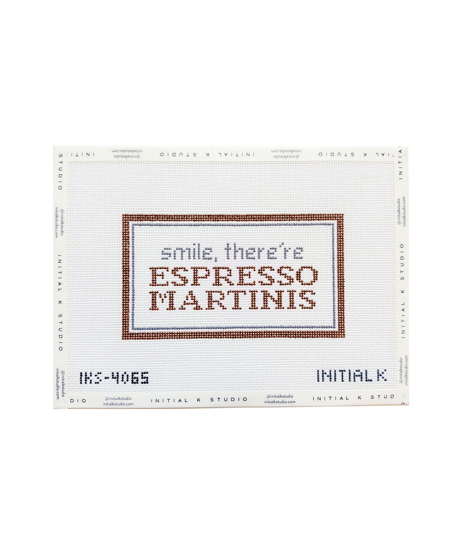 Espresso Martinis needlepoint canvas by Initial K Studio